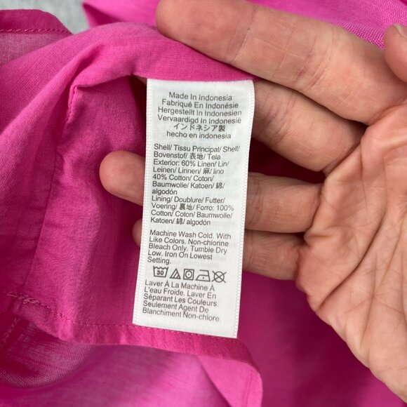 J.Crew Pink Linen-Blend Tank Top | Preppy Barbiecore Summer Blouse - Picture 7 of 12